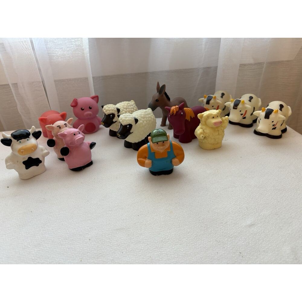 Lot 12 Tomy Ertl John Deere Farm Animal Figures Pig Cow Sheep Farmer Bonus READ